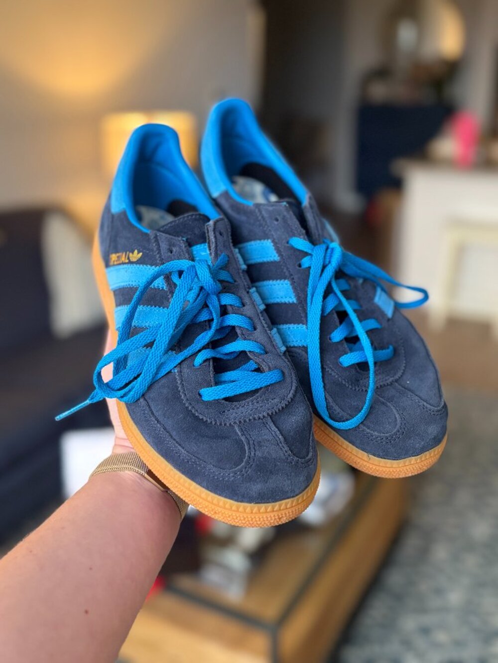 Adidas Handball Spezial Sneakers Navy Blue Gum Sole Women’s Size 8 - Picture 2 of 2